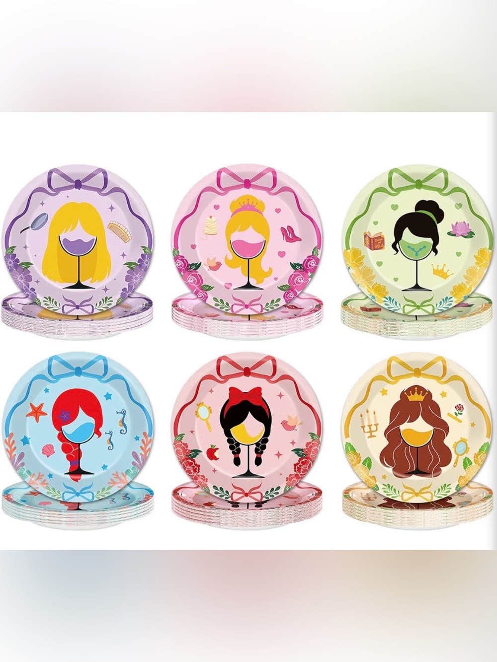 Party Disney Princess Themed Dessert Paper Plates - 60 Count